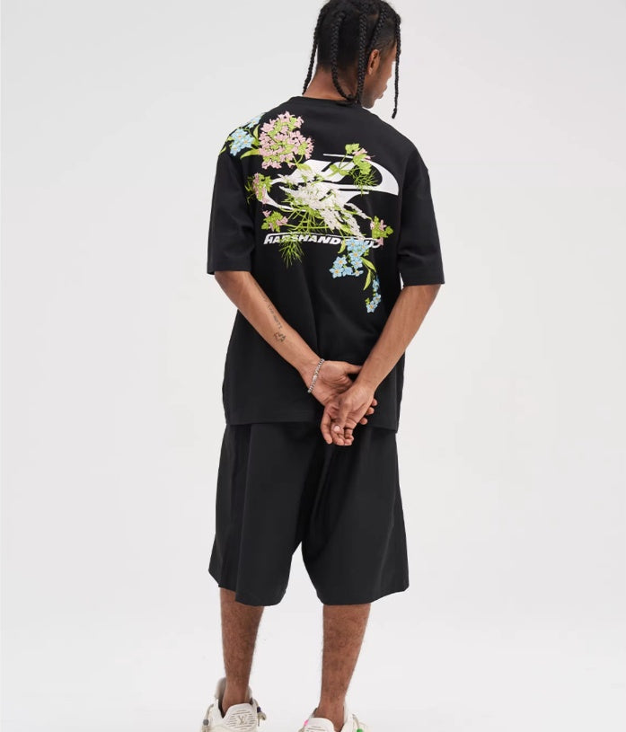Floral Embroidered Simple Short-sleeved T-shirt