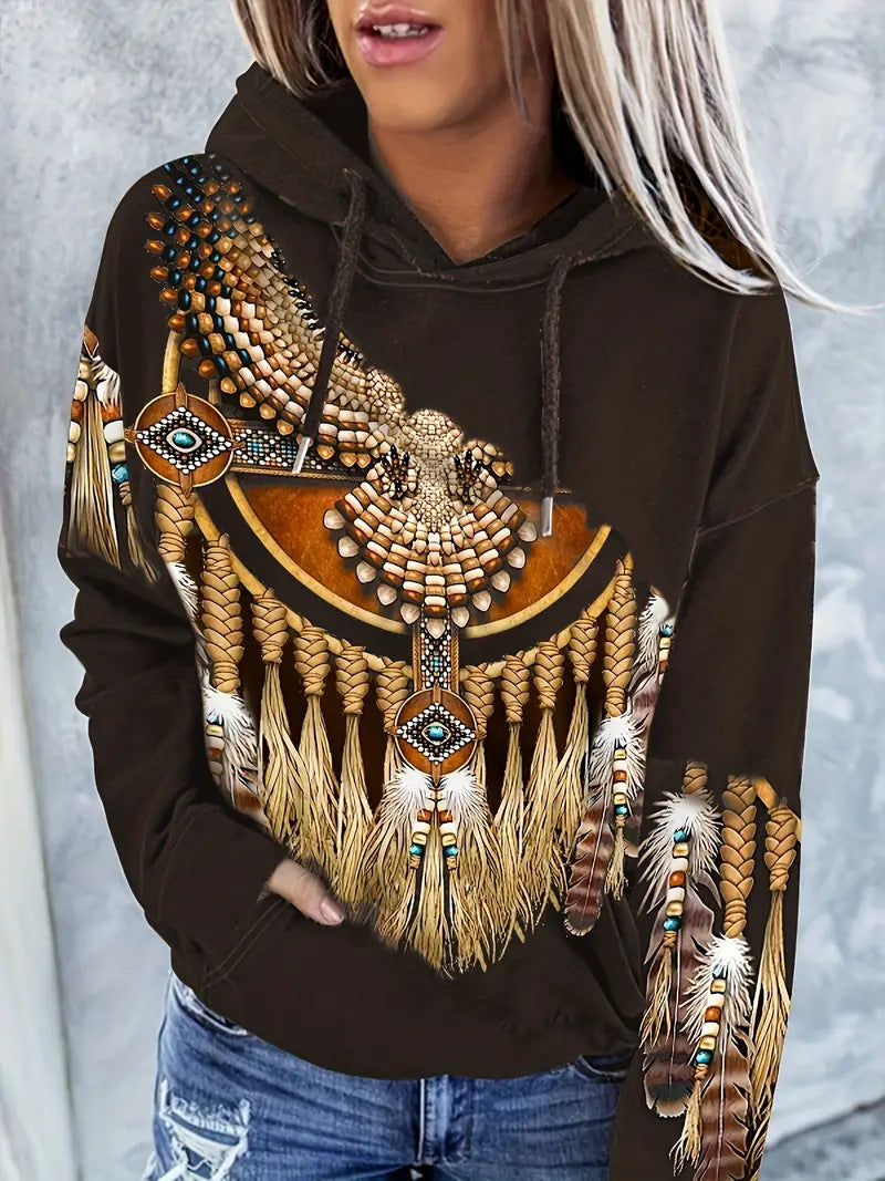 Women's Hoodie Fashionable Ethnic Style Casual Sports Hoodie