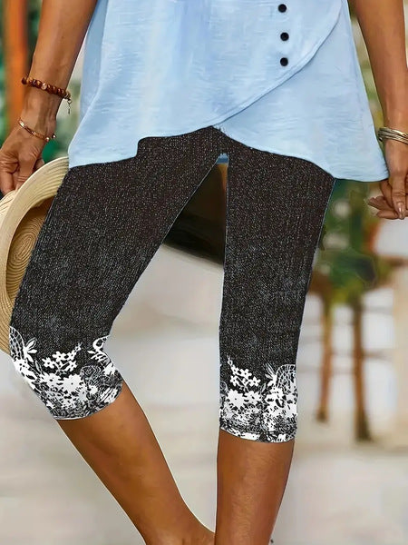 Printed Seaside Series Cropped Leggings  3d
