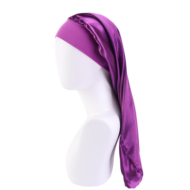 Women's Elastic Wide-brimmed Satin Long Tube Nightcap