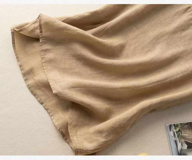 Artistic Retro Loose Solid Color Cotton Linen Vest Women's Top
