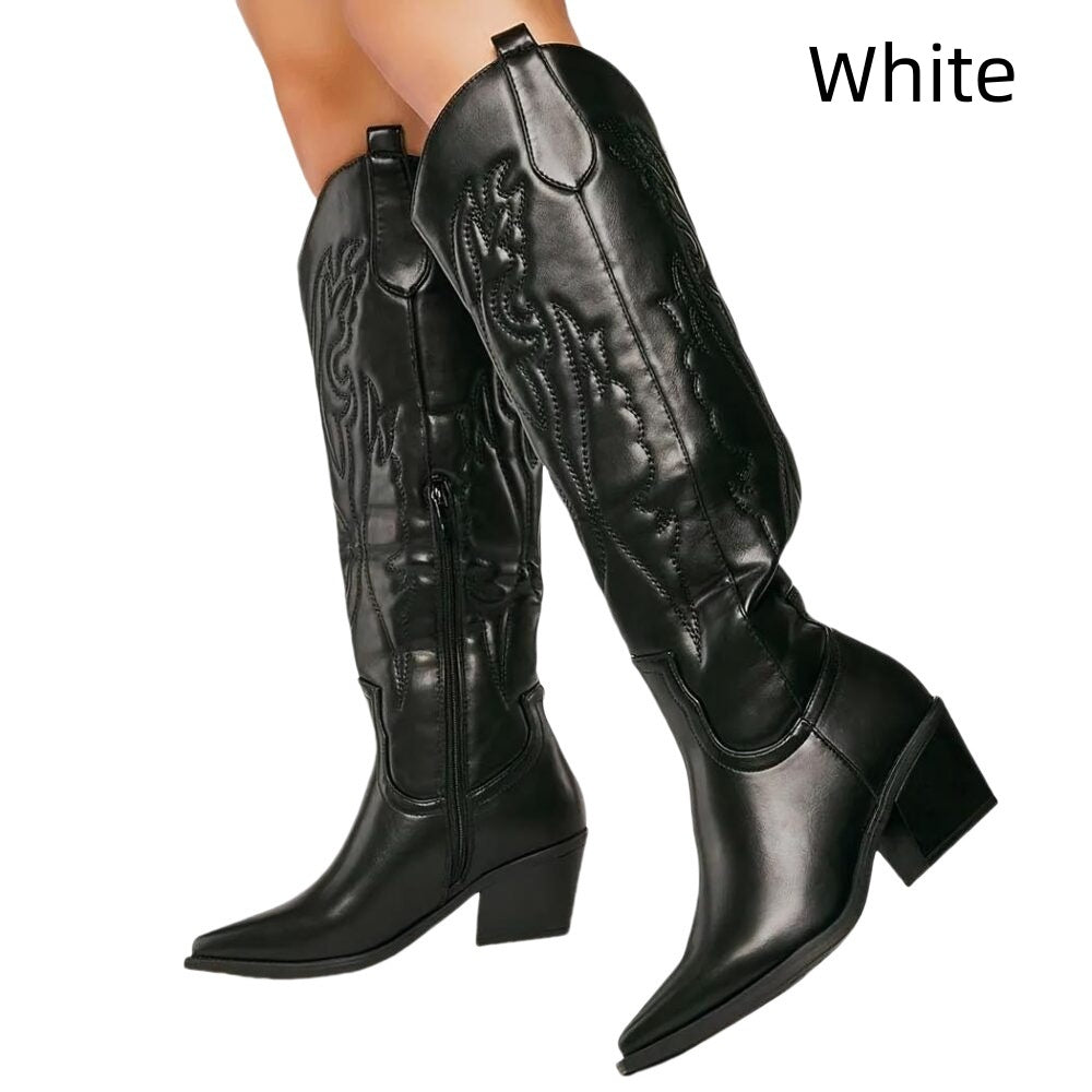 Women's Fashion Embroidered Pointed High Heel Cowboy Boot