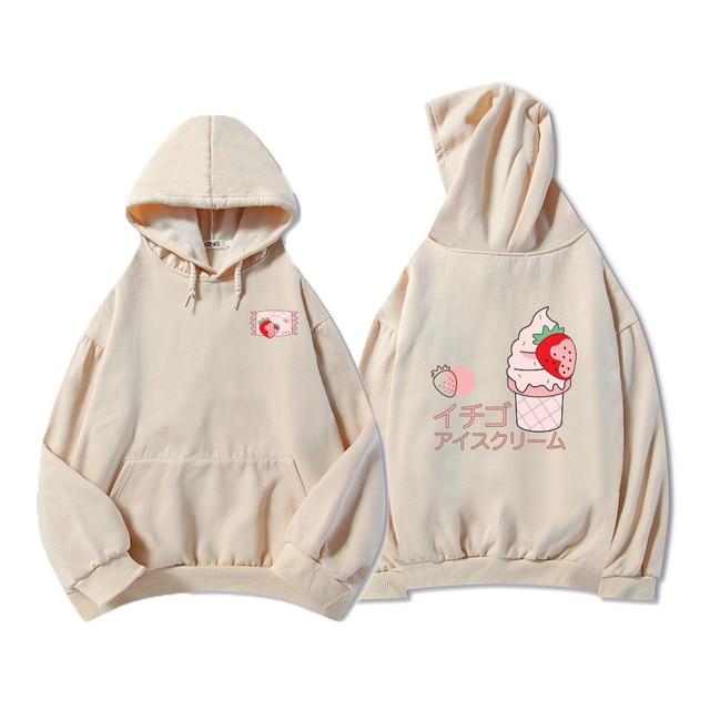 Digital Creative Printing Casual Loose Ladies Hoodie Sweater Ice Cream Pattern