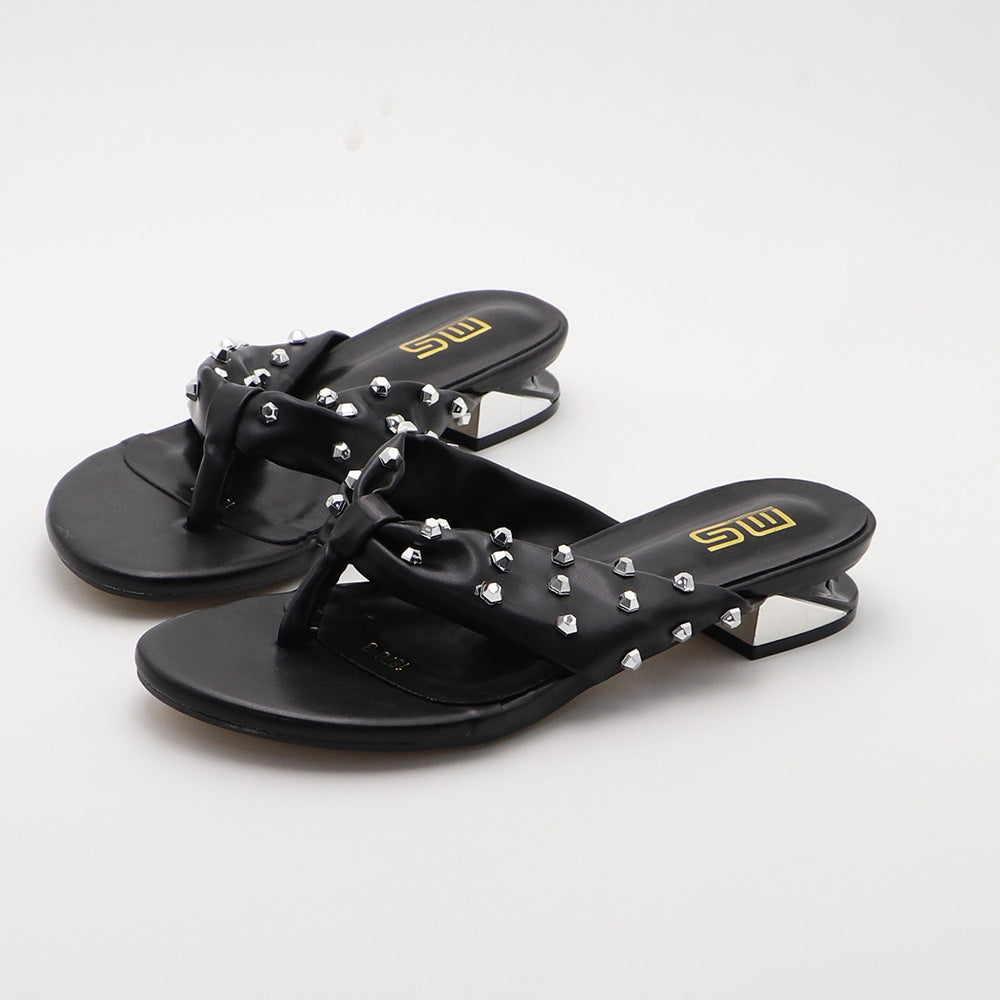 Klipklapper Flade slippers med rhinsten Alsidige Komfortable Enkle