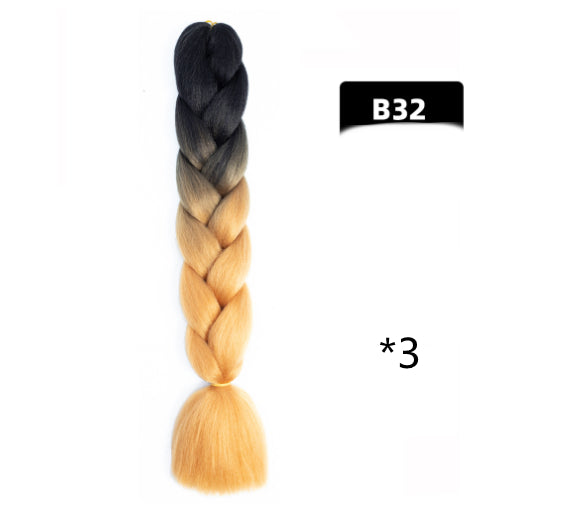 Color Big Braid African Chemical Fiber High Temperature Silk Wig Gradient