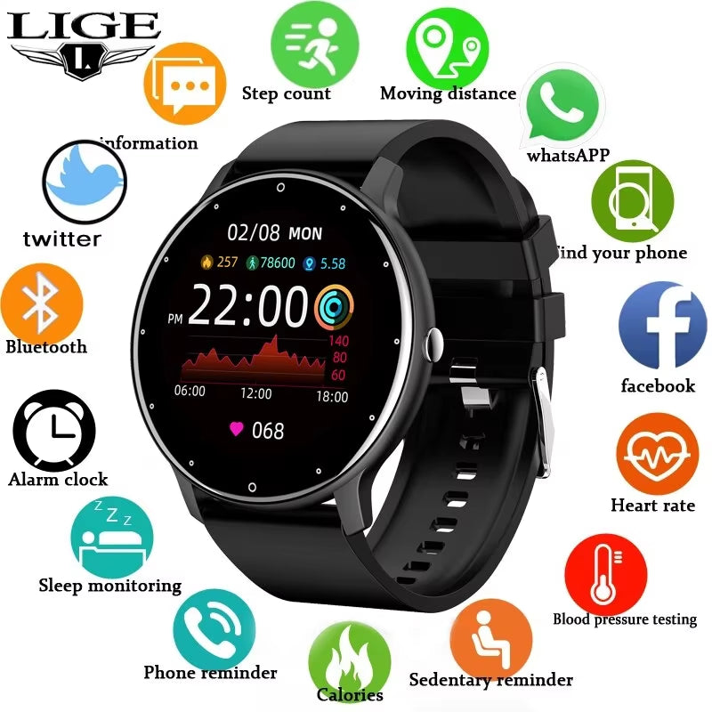 Smart Watch Men Women Full Touch Screen Sport Fitness Watch Man IP67 Waterproof Bluetooth for Android IOS Smartwatch Men