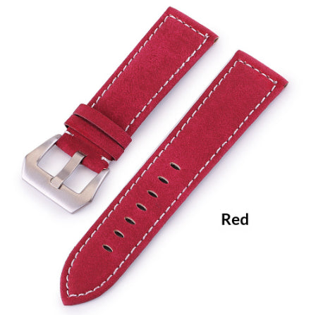 Frosted Cowhide Leather Watch Strap High-end Pure Handmade Thick Thread