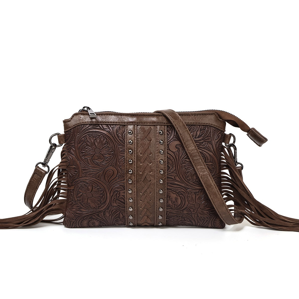 Bohemian-style Tassel Crossbody PU Leather Printed Women's Bag