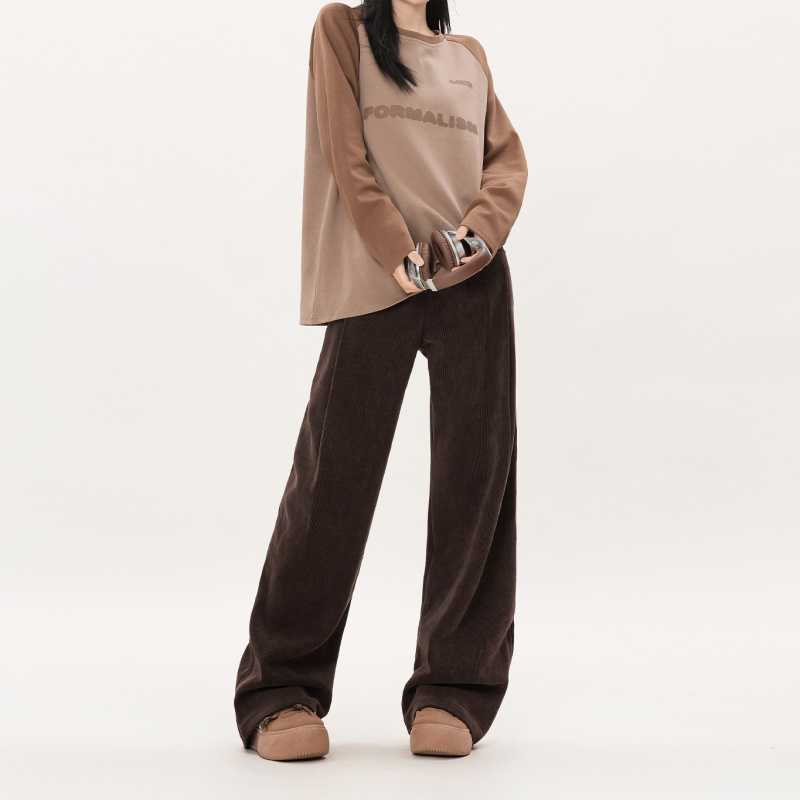 Autumn And Winter College Style Straight-leg Pants Corduroy Wide-leg Pants