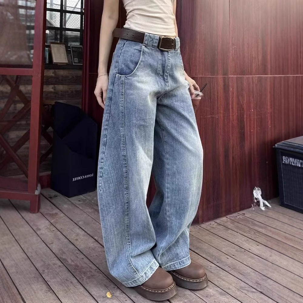 American Retro Loose Straight Machete Jeans