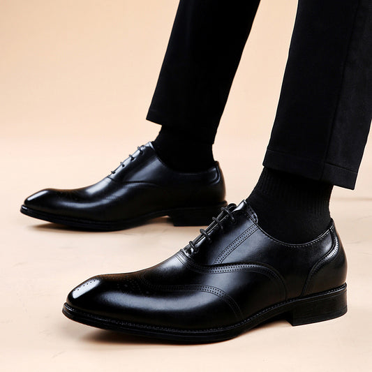 Formelle lædersko britiske herre brogues spidse snørebånd