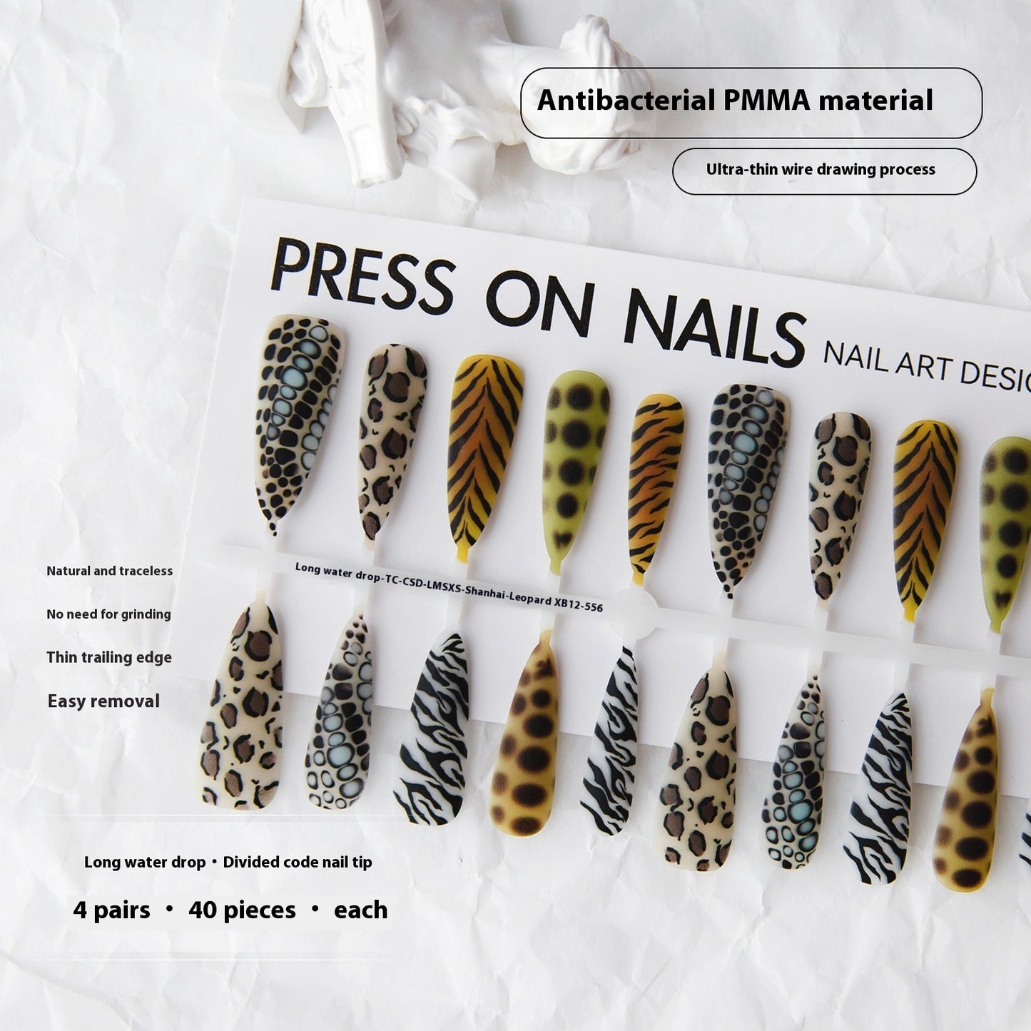 Background Semi-finished Products Prefabricated Nail Tip European And American Wave Mark French Leopard Print