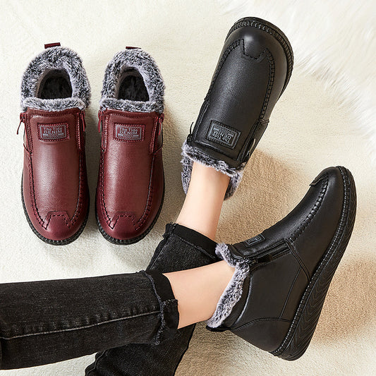 All-matching Middle-aged And Elderly Snow Boots Women Fleece-lined Thickened