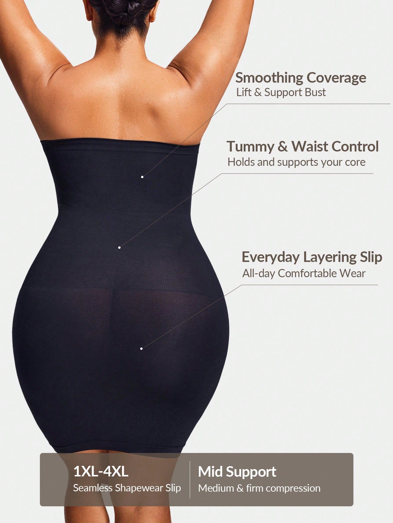 Women's Firm Control Strapless Shapewear Dress - Full Body Contour & Slimming