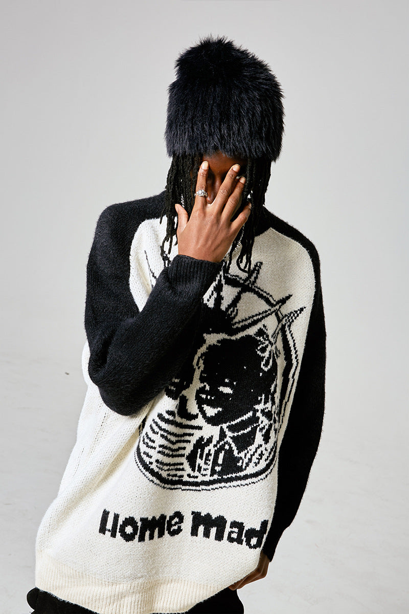 Men's Retro Pattern Embroidered Hip Hop Sweater