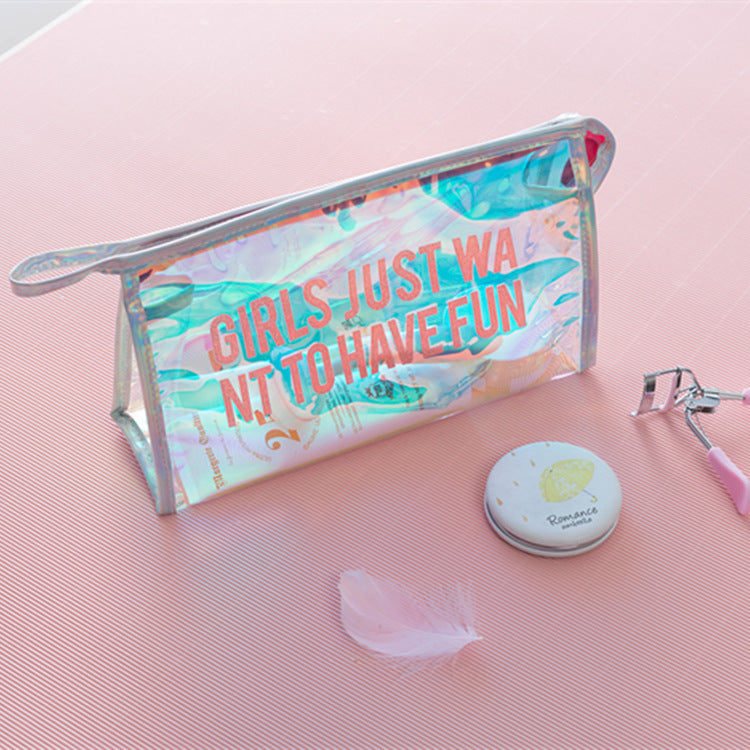 Laser Transparent Small-size Cosmetic Bag Women's Cute Travel Waterproof Wash Bag Portable Storage Large Capacity