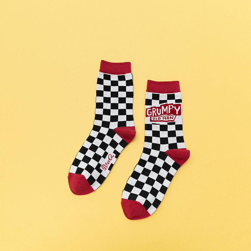 Personality Contrast Color Graffiti Women's Tube Socks Street Style Fashion Cotton Socks