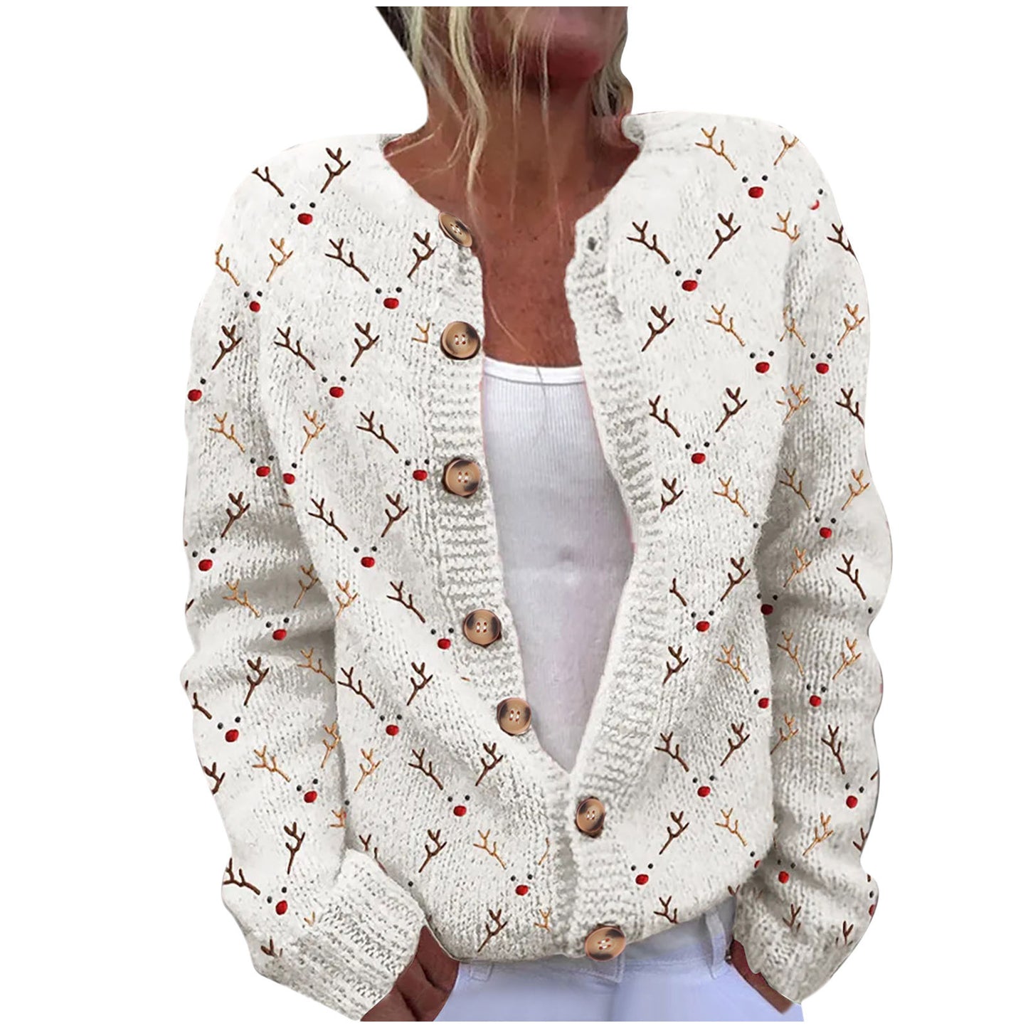 Digitaltryk Cardigan Strikket Frakke Imitationssweatere Dametøj 3D