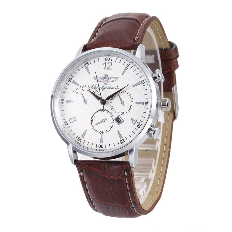 Men's Simple Calendar Leisure Quartz Belt Watch