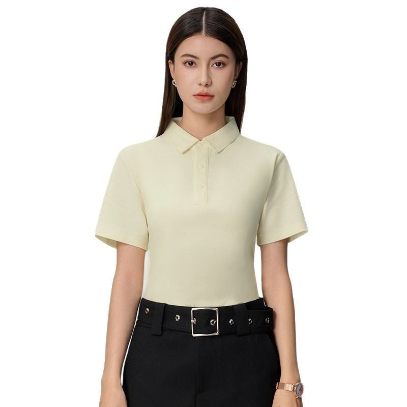 Summer Business Lapel Short Sleeve Pure Color Seamless Polo Shirt