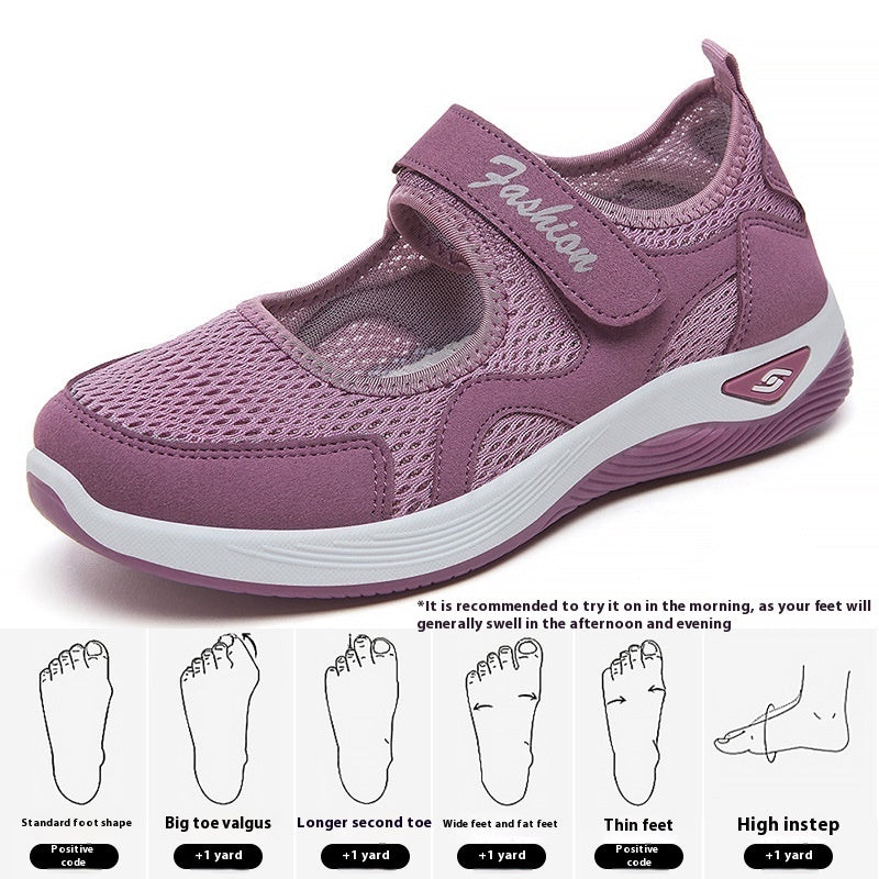 Summer New Women's Shoes Breathable Walking Shoes Velcro