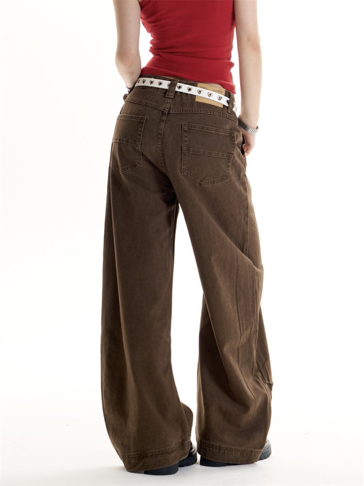 Retro Hot Girl Style Brown Overalls Women's Summer Casual