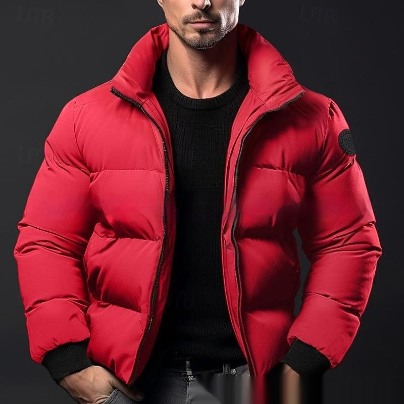 Herre Solid-Color Bomuldsforet Dunjakke Frakke
