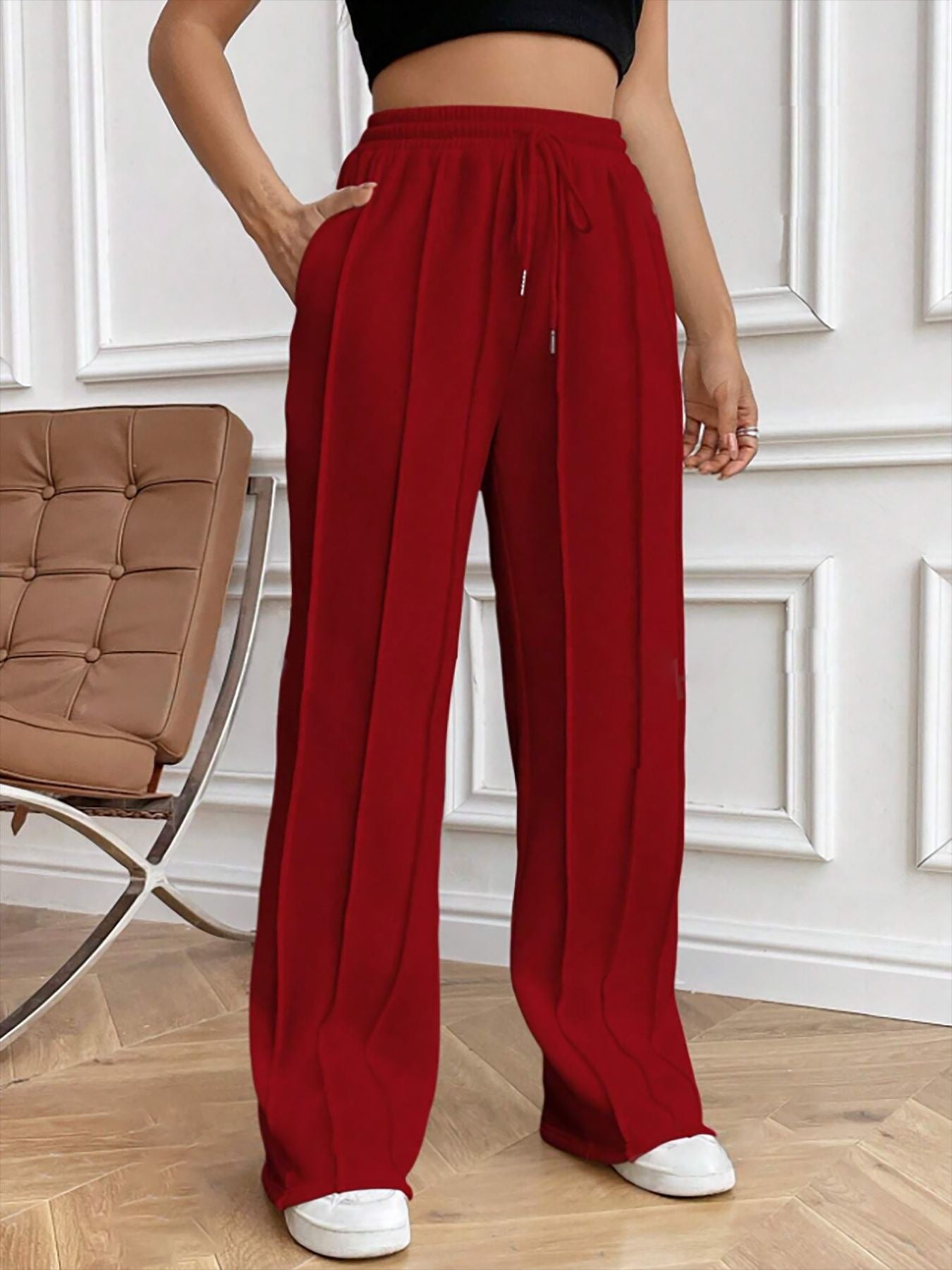 Gray Sweatpants Women's High Waist Wide Leg Loose