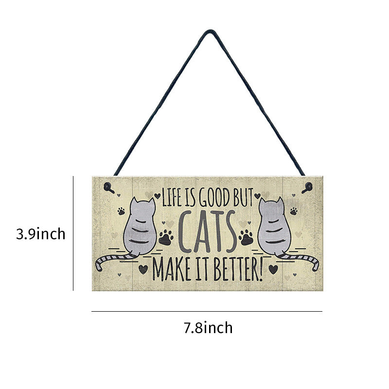 Wooden Cat Pendant For Pets Vintage Style