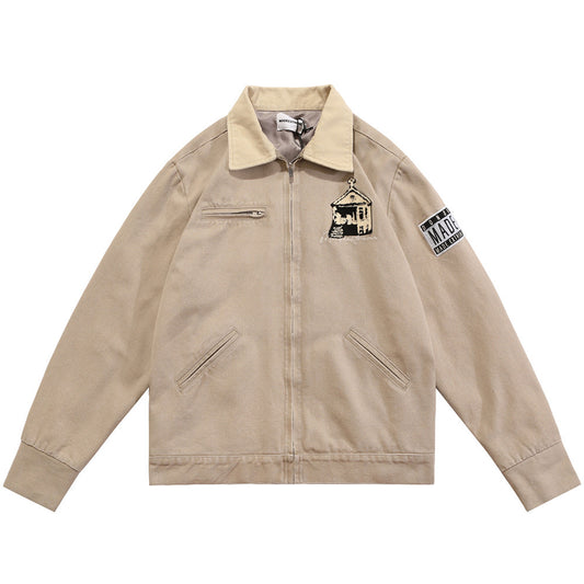 Dark Cross Lapel Jacket Men's Loose