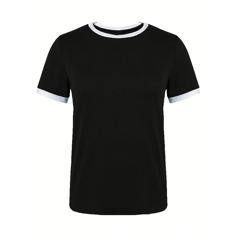 Women's Summer Color-matching Round Neck Short-sleeved Casual T-shirt