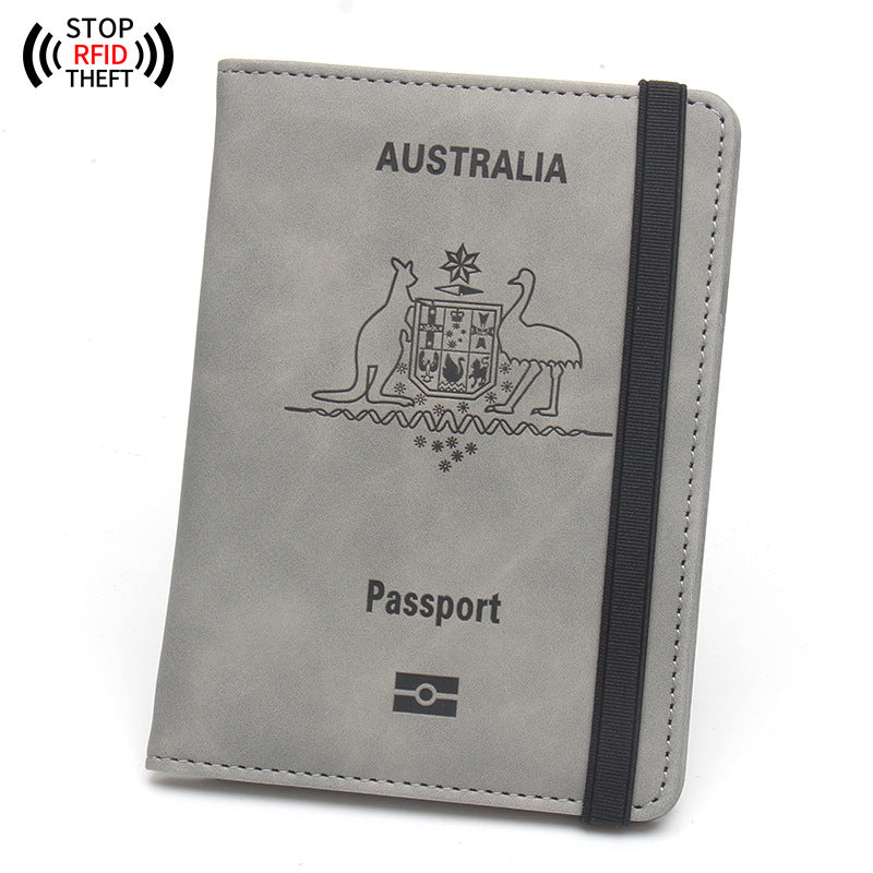 Anti-magnetic Australia Passport Case Multiple Card Slots Rubber Band Strap Passport Jacket