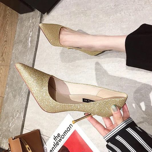 Low Top Korean Style Pointed Thin High-heeled Shoes