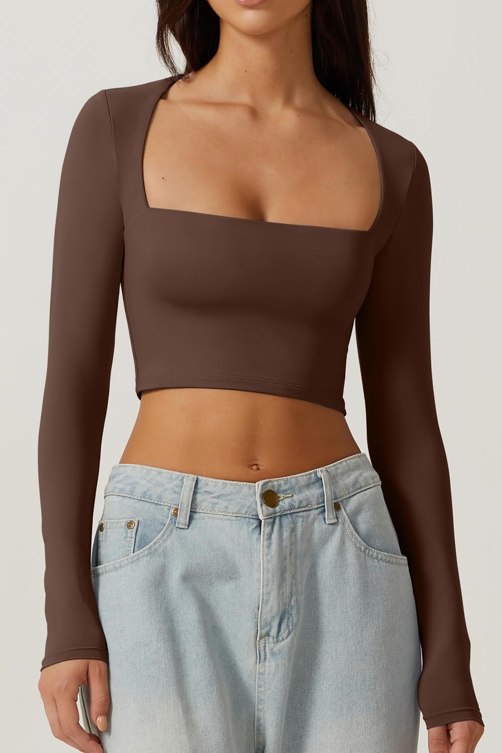 Slimming Base Top With A Square Neckline And A Cropped Design