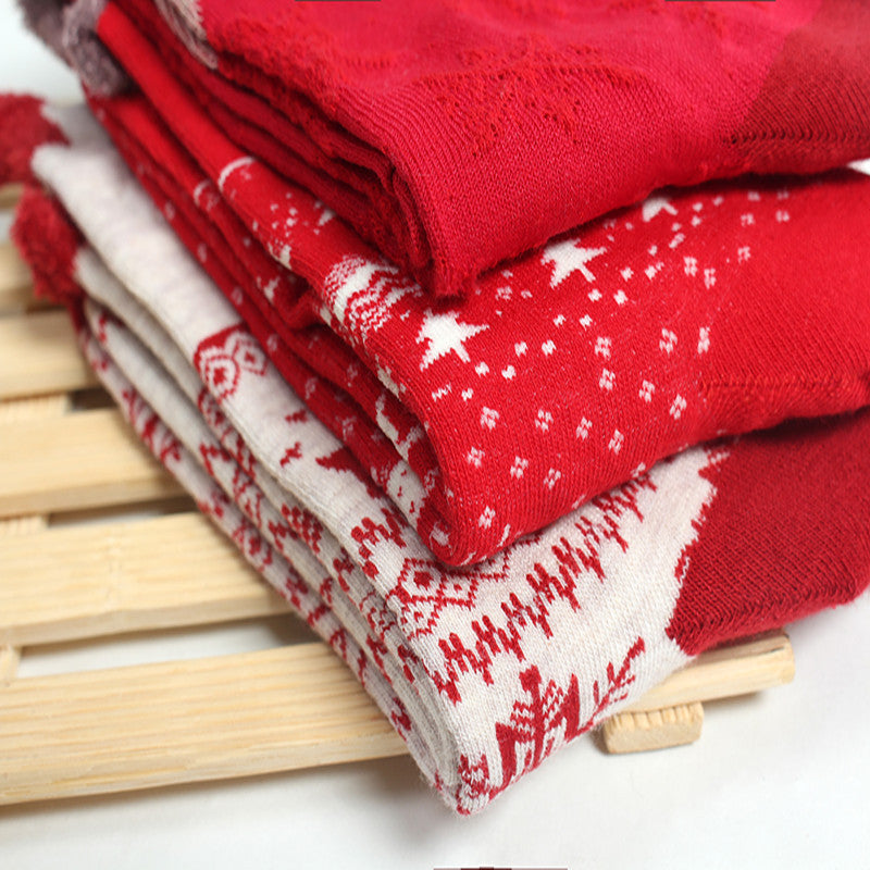 Christmas  Theme Red Natal Year Socks