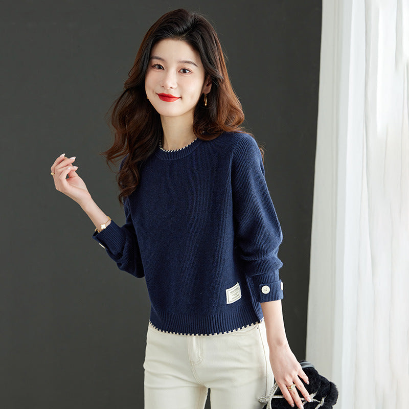 Women's Clothing Fashion Long Sleeve Loose Round Neck Sweater