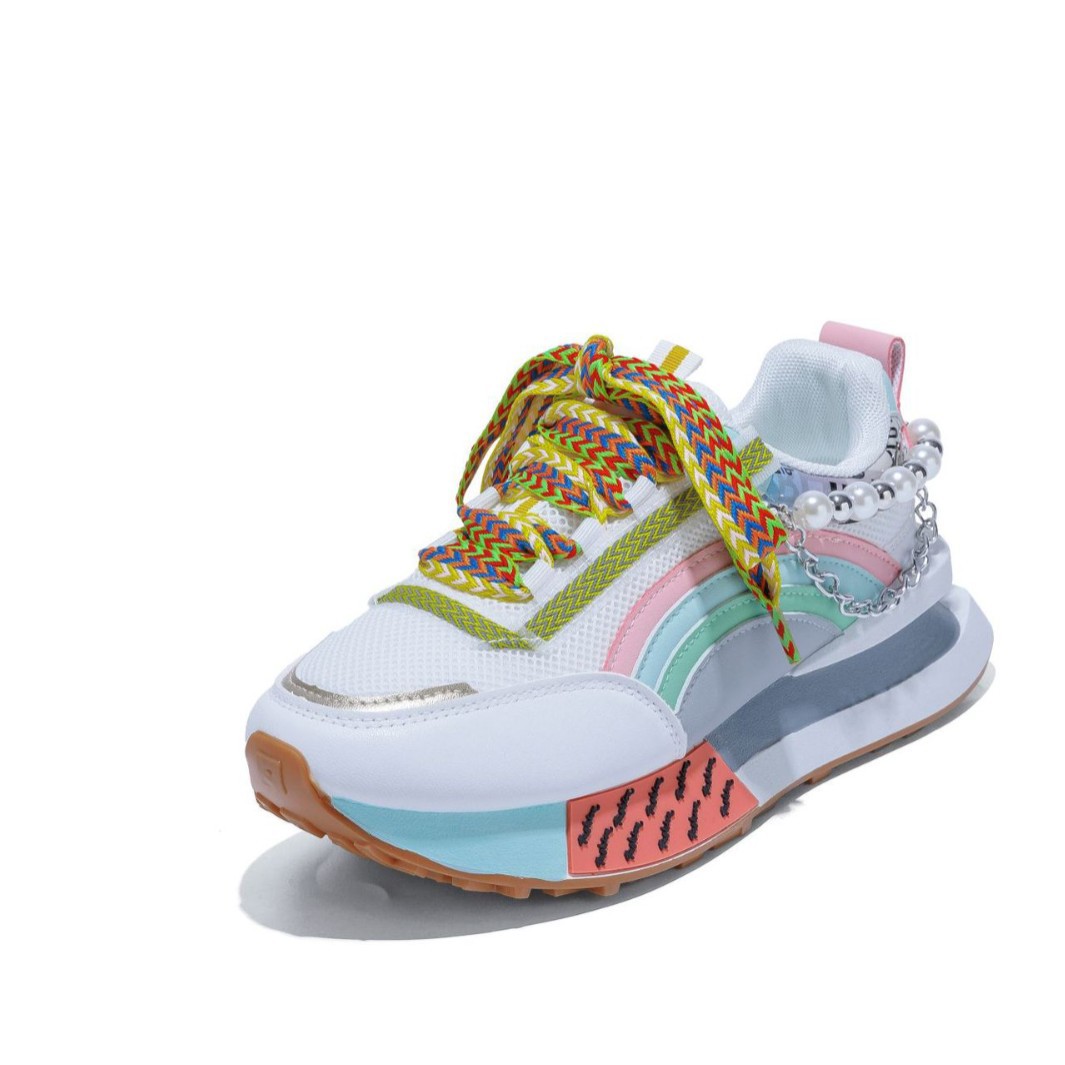 Shiny Chunky Soled Sneakerscasual FashionableAnd On Trend
