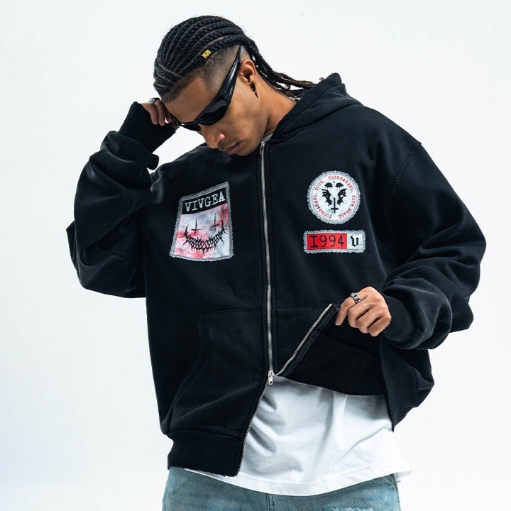 Fleece-lined Double Zipper Sweater Men's And Women's Winter Coat
