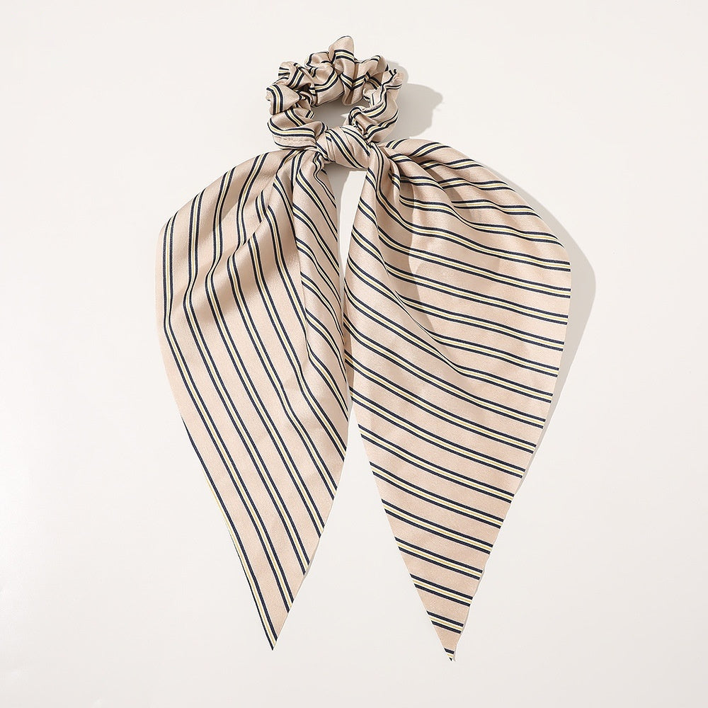 New Knotted Ribbon Satin Monochrome Silky Square Scarf Hair Tie Ladies Ponytail Hair