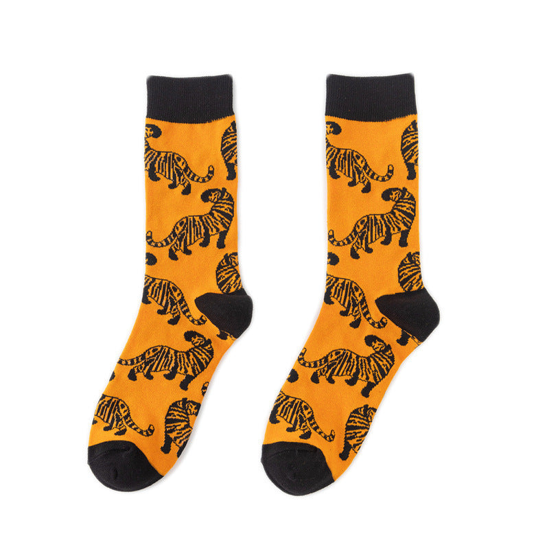 Animal Colorful Skull Print Cotton Middle Tube Socks
