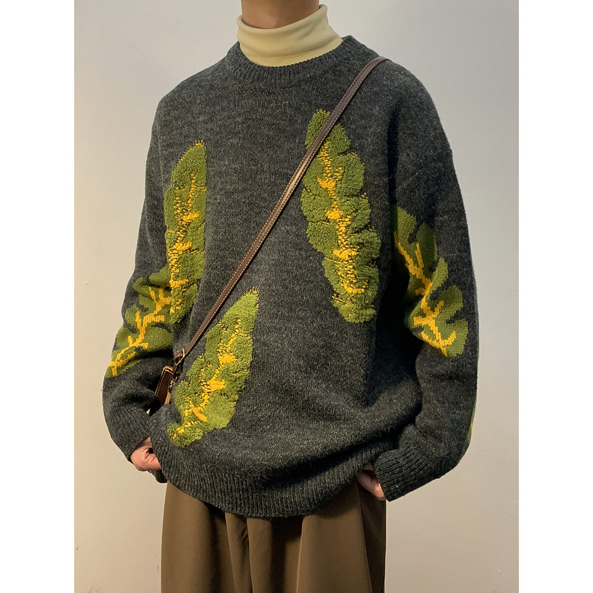 Couple's Heavy Bottomed Shirt Abstract Jacquard Sweater