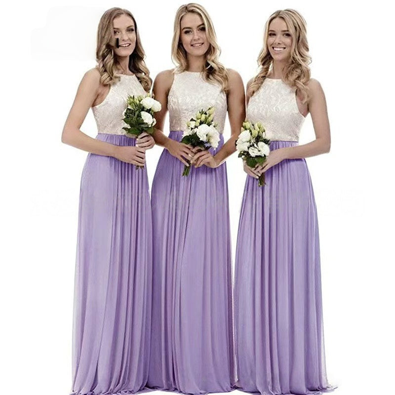 New Elegant Modest And Sophisticated Slim-Fit Long Lace Bridesmaid Dress For Spring