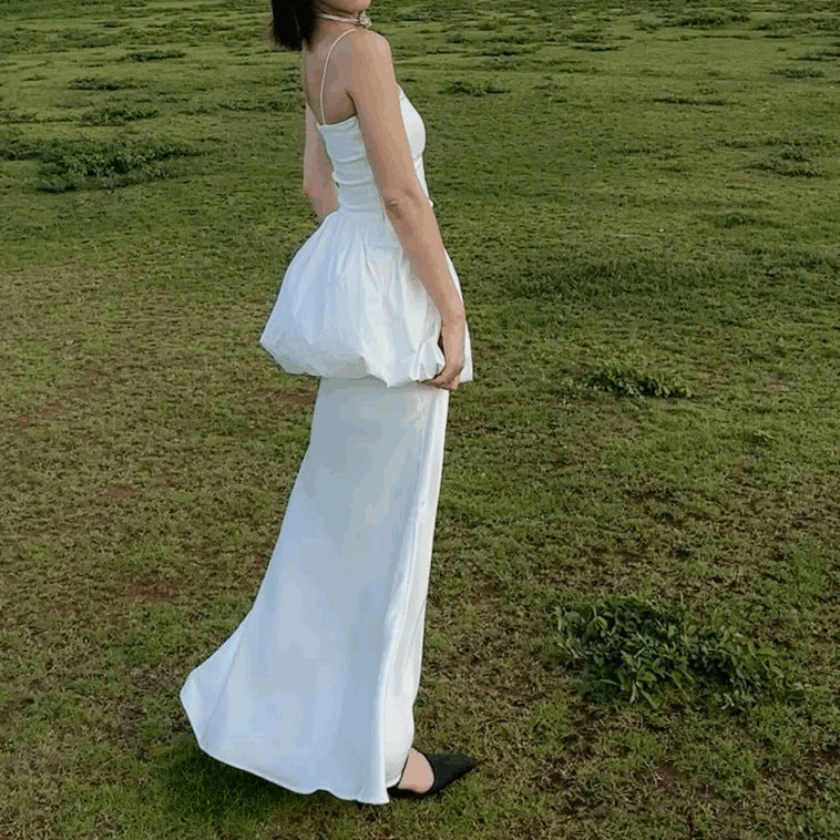 Strap Top Mermaid Gown For Exhibitions Vacation Skirt