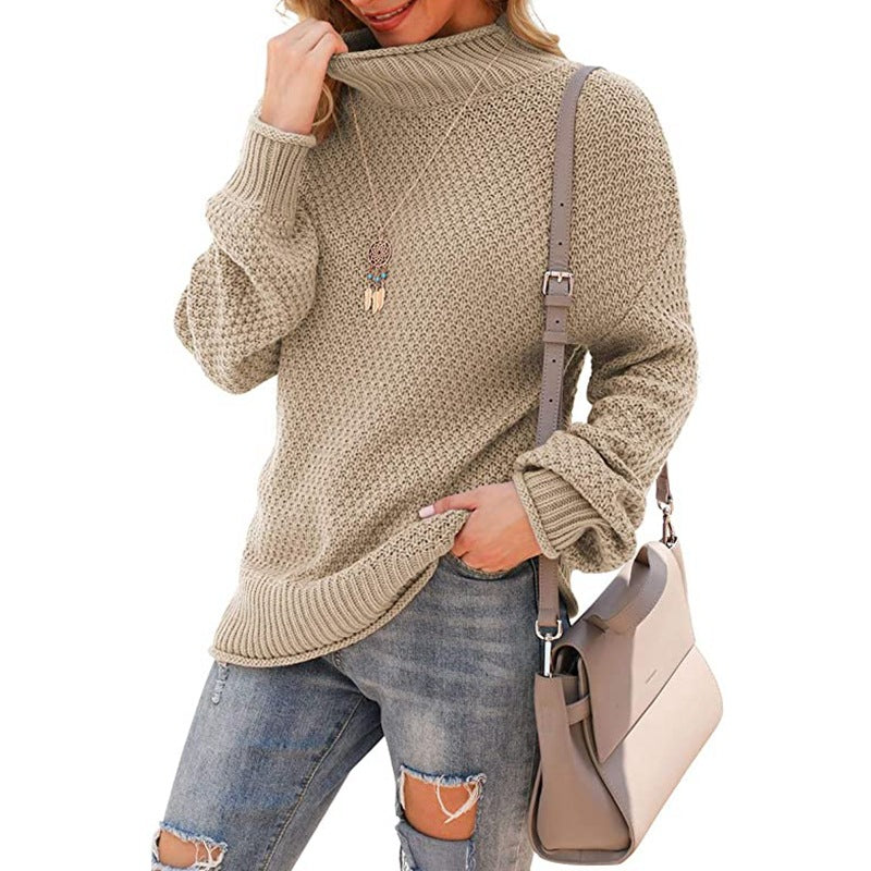Half Turtleneck Plus Size Batwing Long Sleeve Pullover Loose Sweater