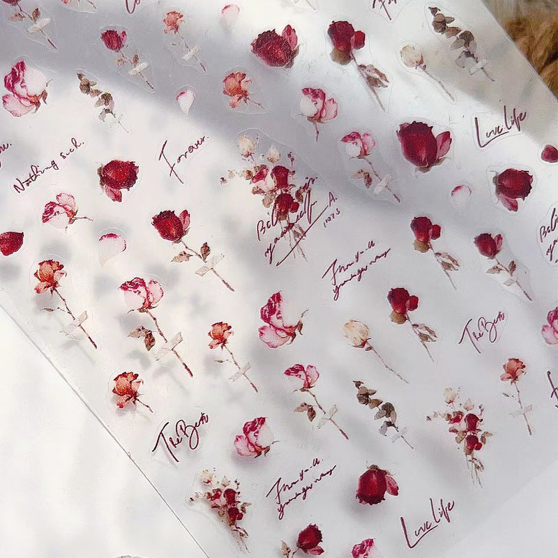 Dried Rose Flower Nail Sticker