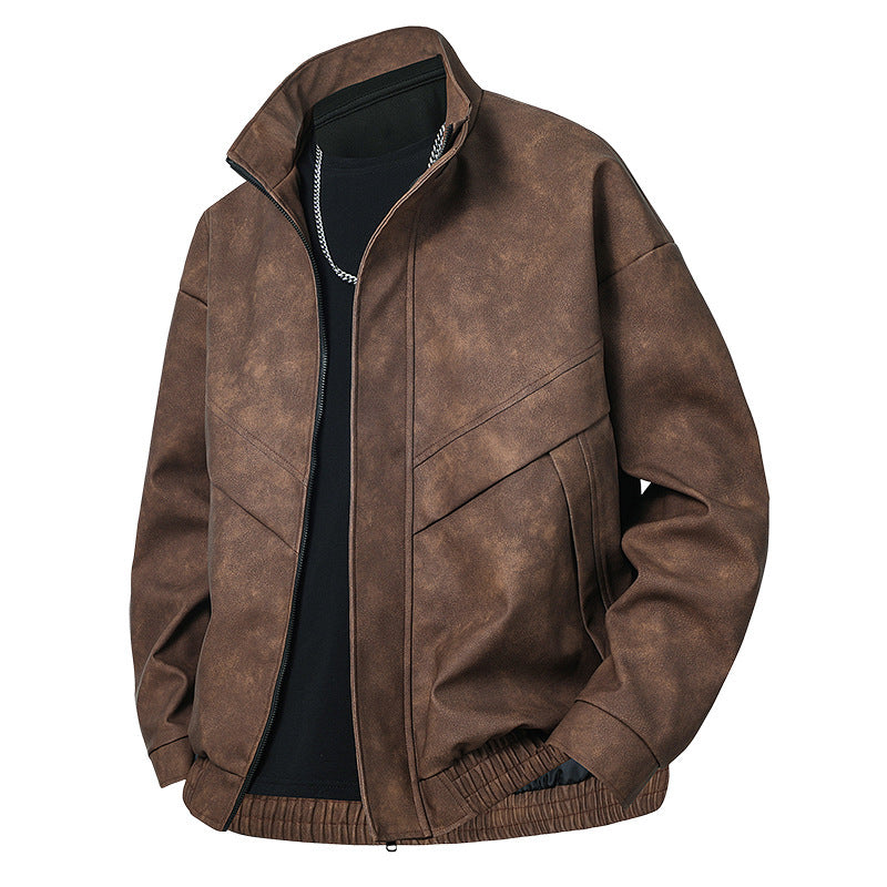 And Handsome Slim Fit Leather Coat