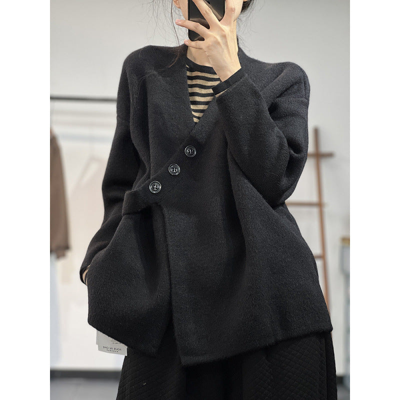 Women's Solid Color Simple Irregular Splicing Loose Jacket