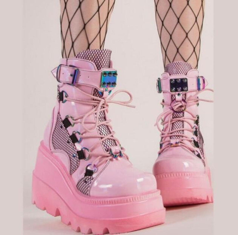 Women's Metal Buckle Thick Soled Boots