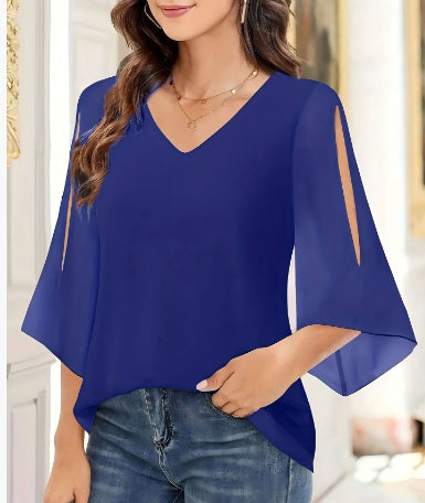 V-hals top i dobbeltlags mesh