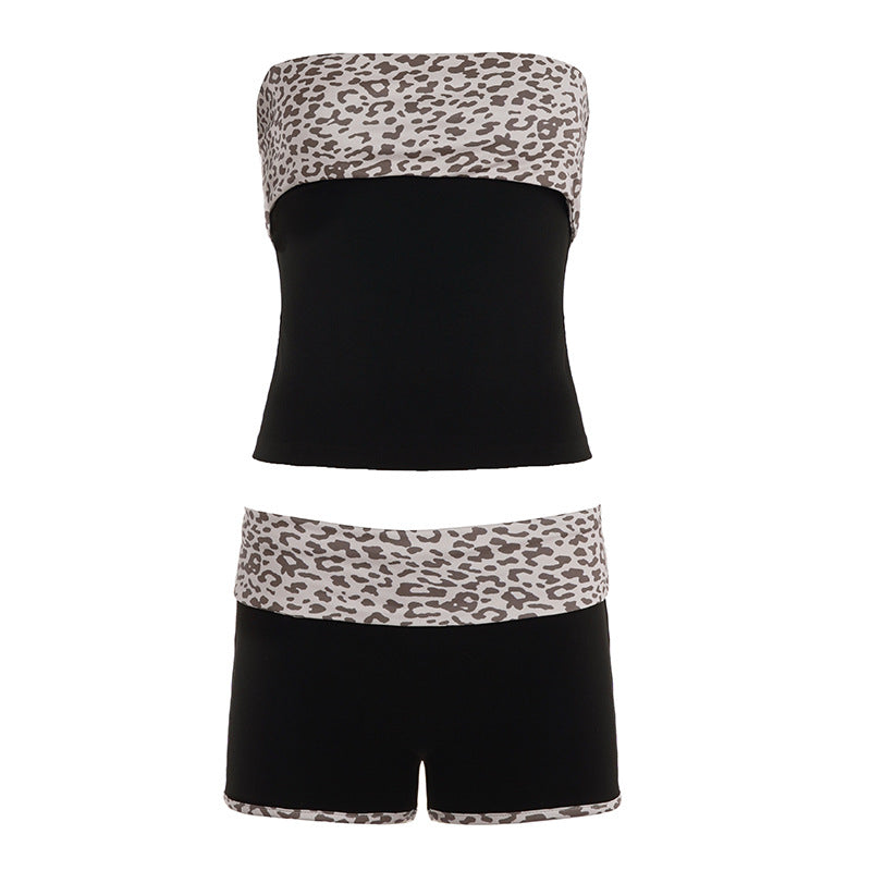 Women's Casual Tube Top And Shorts Set